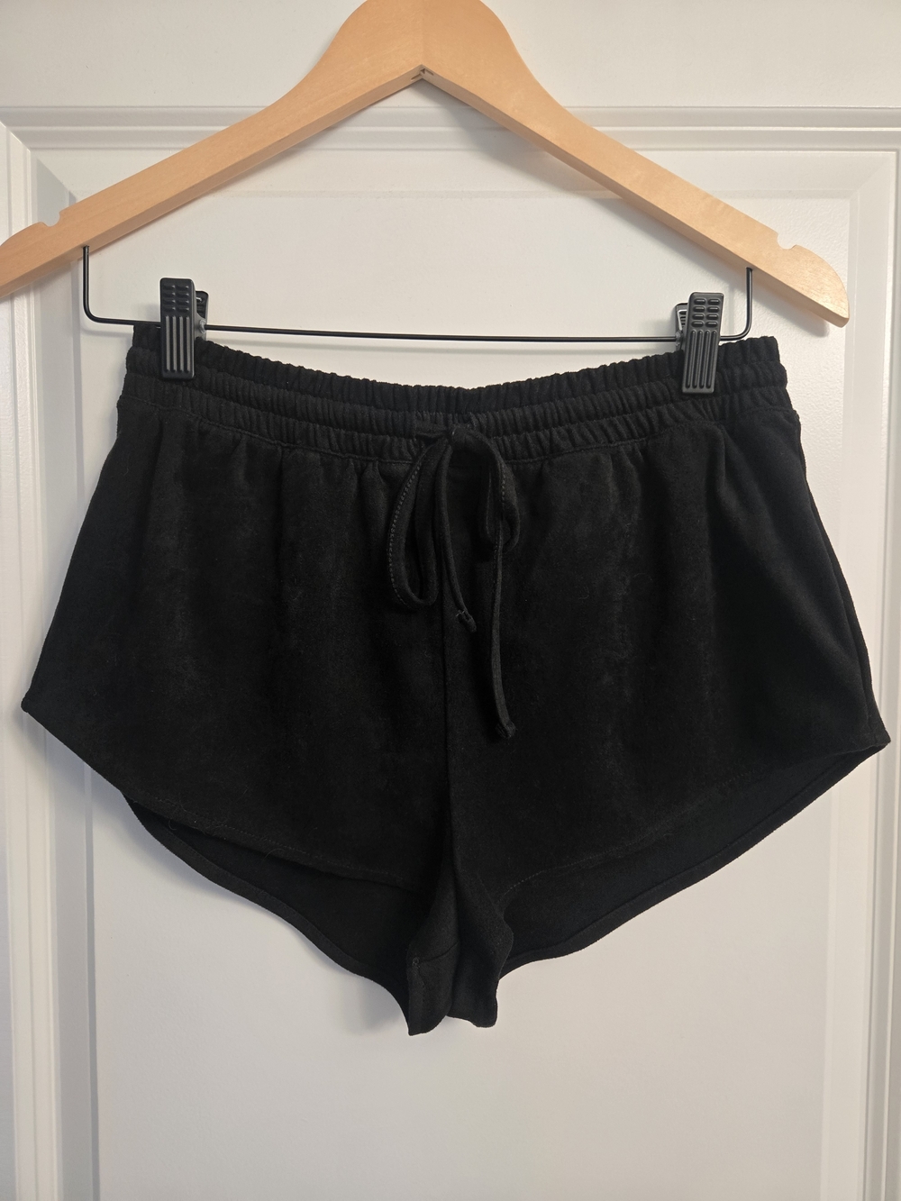 Forever 21 Black Faux Suede Dolphin Style Drawstring Shorts XS